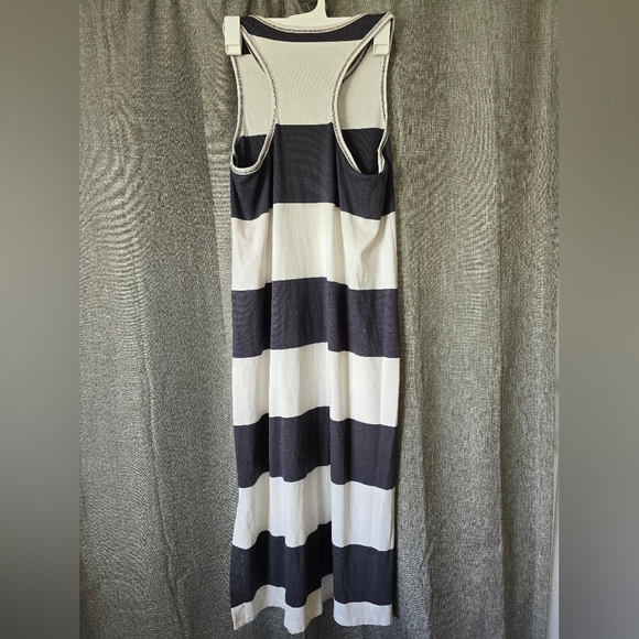Splendid Jenna Striped Midi Tank Dress Blue/White Side Slit Size M Racerback - Picture 4 of 6
